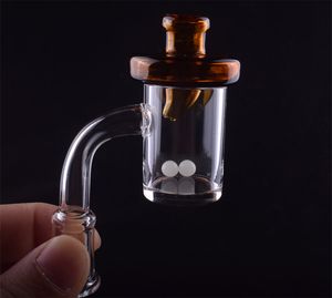 Chiodo al quarzo OD25mm con fondo piatto bianco spesso di alta qualità da 4 mm con vetro colorato UFO Bubble Carb Cap Quartz Banger Nail