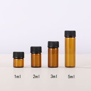 Garrafas de vidro âmbar de alta qualidade 1cc 2cc 3cc 5cc óleo essencial perfume frascos para cuidados com a pele Essence Products
