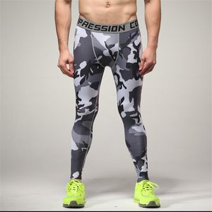 Groothandel-heren gym camouflage broek sport panty pro elastische basketbal lange leggings compressie voor mannen maat S-XL