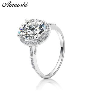 Ainoinhi Fashion 925 Sterling Silver Wedding Engagement 4ct Oval Halo Ring Girl Silver Anniversary Party Ring Smycken Pero Llama Y200106