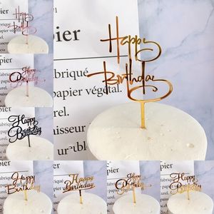 Kreative Wordart Kuchen Topper Alles Gute zum Geburtstag Acryl Kuchen Topper Für Geburtstag Party Kuchen Dekor Cupcake Flaggen Party Supplies Y200618