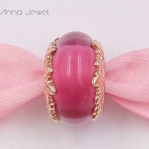 Braccialetti di fascino fai da te gioielli Pandora Distanziatore Murano per Braccialetto che fa il braccialetto di vetro rosa di Murano foglie perline per le donne uomini regali di compleanno festa di nozze 788244