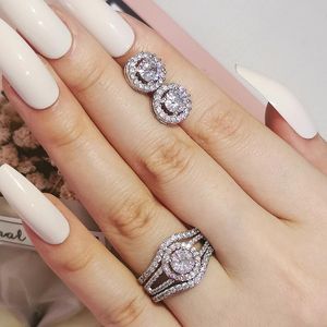 イヤリングネックレス2ピースパックシルバーカラー花嫁ジュエリーセット婚約リングラウンドスタッドイヤリング結婚式ギフトクリスマスJ6288