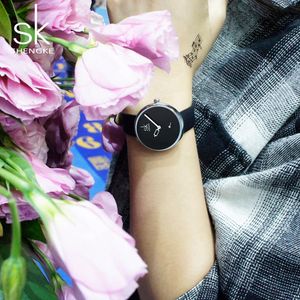 Shengke luxo quartzo senhoras marca relógio moda couro jóia relógio relogio feminino para menina relógios de pulso femininos