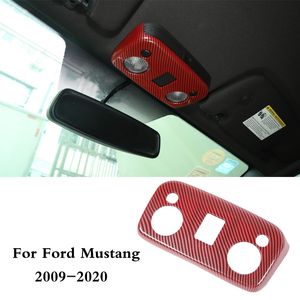 Car Fornt Roof Reading Light Panel Cover för FORD MUSTANG 2009-2013 Röd kolfiber ABS 1pc