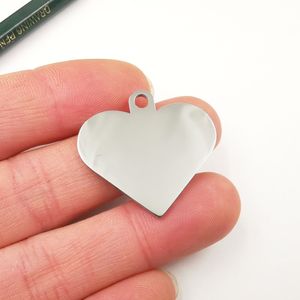10pcs gioielli lucidati ciondolo ciondolo ciondolo cuore amore 30mm dimensioni etichetta in acciaio inossidabile può fare il nome