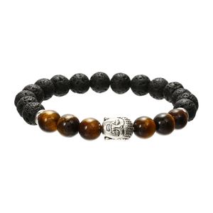 Bracciale con fili di perline di Buddha in pietra naturale Bracciale con perline di lava diffuso con olio di Yoga Chakra per gioielli di moda da donna e regalo di sabbia