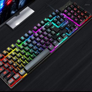 Keyboards 2021 Gaming Mechanical Keyboard Tf200 Rainbow Backlight Usb Ergonomic For PC Laptop Colorful Backlight1