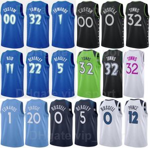 75th Anniversary Basketball Print Taurean Prince Jersey 12 Edwards 1 Malik Beasley 5 Towns 32 DAngelo RUSSELL 0 Naz Reid 11 Patrick Beverley 22 Sports Men Kids Women