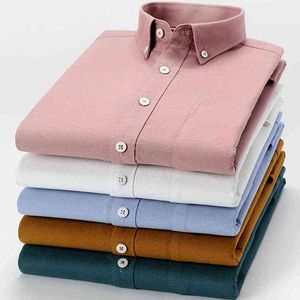 7XL Mens Oxford T Shirts 100% Bomull Man Långärmad Casual Slim Fit Dress Skjortor för Man Business Shirt Camisa Social Blouse Topps G0105