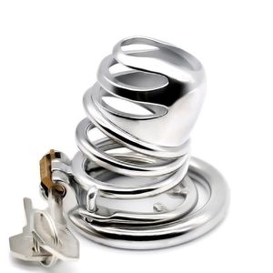 Massage Adult Products Male 304 stainless steel Chastity Cock Cages For Men Penis Lock With three Penis CB6000 Rings&Chastity Lock