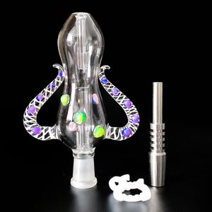 Mini Nectar Collector Kit with 14mm Titanium Nail Glass Pipe Oil Rig Straw Concentrate Dab Straw Glass Bong smok accessories