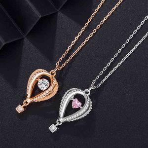Shi Jias nya Element Dream Hot Air Balloon Necklace Beating Heart Pink Love Clavicle Chain Valentine s Day