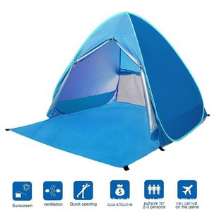 Upgrade Tenda da spiaggia Tenda da sole UV Riparo impermeabile Leggero con tettoia Cabana Tende per 2-3 persone 220104