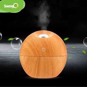 Mini ultradźwiękowy nawilżacz powietrza USB Dyfuzor ziarna drewna LED Night Light Electric Essential Oil Dyfuzor