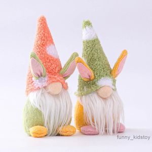 US Stocka Easter Bunny Gnome Handgjorda Svenska Tomte Kanin Plush Toys Dock Ornaments Semesterhus Party Decoration Kids Gift