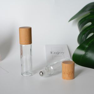 10ml Naturliga Bambu Trä Glas Rullflaskor, Essential Oil Rollers Steel Roller-Ball, Fragrance Perfume Roller