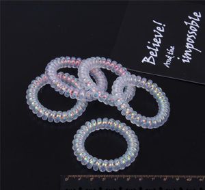 2022 new White Clear Spiral Coil Hair Tie No Crease Elastic Ponytail Holders Phone Cord Traceless Ties for Women Thick Rubber