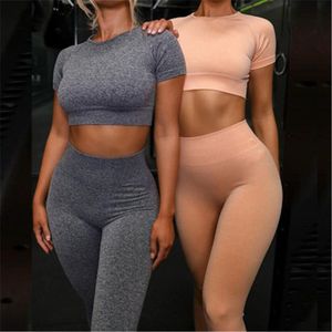 Kvinnor skinny leggings byxor mode trend sport kortärmad topp byxor designer kvinnlig sömlös stickning yoga fitness casual smal sportkläder