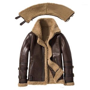 Men's Leather & Faux Double Collars 2021 SANI Thick Genuine Sheepskin Fur Jacket Natural Shearling Coat Winter Men Warm Clothing1