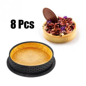 8 adet Mousse Çember Kesici Dekorasyon Aracı Fransız Tatlı DIY Kek Kalıp Delikli Tart Yüzük Bakeware Yuvarlak Kalp Kare Shape 201023