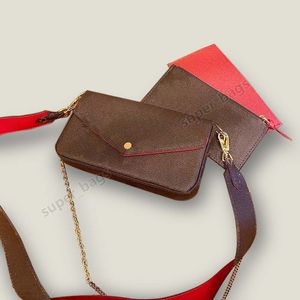 2022 дизайнерские сумки роскошные сумки кошельки женщин женские цепные кожаные бренд мода сумка мужской кошелек рюкзак 3 в 1 с коробкой