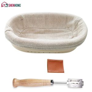 Shenhong el yapımı oval rattan sepet ve ekmek ark kavisli bıçak hamur banneton brotform ekmek prova kanıtlama fermantasyon 201023