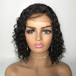 Onda de corpo profundo fechamento de cabelo humano lace peruca bob peruca à venda 180 densidade preço atacado barato virgem virgem não processada peruca cabelo