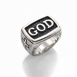 Vintage Style Mens Ring Fashion Gold Silver Plated Stainless Steel GOD Cross Rings Jewelry