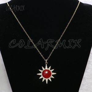 Chains 5 Pieces Sun Shape Pendants Solar Necklace Red Beads Charm Jewelry Accessories For Women 55401