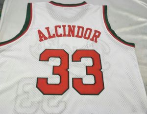 Custom Retro ALCINDOR #33 Basketball Jersey Men's All Stitched White Any Size 2XS-5XL Name Or Number Top Quality