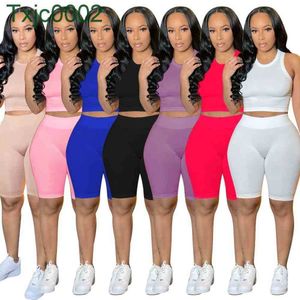 Mulheres Mulheres Tracksuits Designer Curto Conjunto Outfits Dois Peças Definir Jogger Suits Vest Shorts Cor Sólida Plus Size Sweatsuit