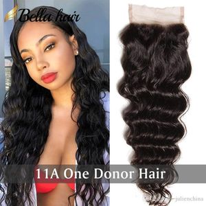 4x4 Virgin Human Hair Lace Closure HD/Brown med babyhår Löst djup våg Vågig naturlig svart New York