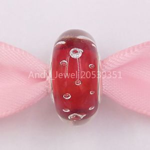 Authentic 925 Sterling Silver Beads glass Red Fizzle Murano Charm Charms Fits European Pandora Style Jewelry Bracelets & Necklace 791631CZ