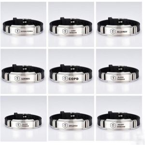 Wholesale alert bracelet for sale - Group buy Charm Bracelets Styles Silicone Women Men Emergency Jewelry Gifts Epilepsy Alzheimer S Bangles Alert Diabetes