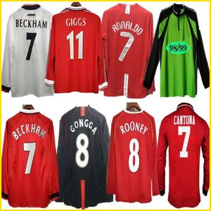 Long 07 08 90 92 96 98 99 Retro Final Home Away Soccer Jersey 1994 1996 1998 Beckham Cantona Keane Scholes Giggs Rooney Solskjaer Man Jersey
