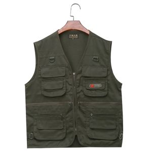 Gilet da pesca da uomo con multitasche zip per fotografia / caccia / viaggi sport all'aperto verde militare nero 201214