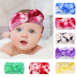 9 Стилей Дети пончики Tie Dye Галстуки Девушка Knotted Hairbands Мягкие нейлоновые Упругие оголовья аксессуары для волос для детей M3046