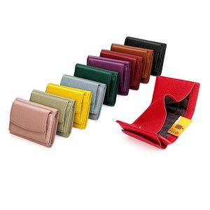 Fashion Women Small Wallet Real Genuine Leather Soft RFID Mini Wallets with Coin Pocket