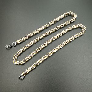 Цепные ожерелья для мужчин Женщины Cross Ожерелье Золото Черная нержавеющая Сталь Византийская цепь Высокий полированный Хип-хоп Мужской Подарок Choker Link 24 дюйма