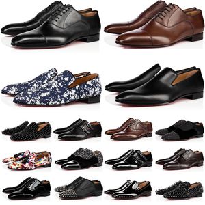 Erkekler Oxfordlar Ayakkabı toptan satış-Tasarımcı erkek ayakkabılar kırmızı dipler spor ayakkabı elbise ayakkabıları üçlü siyah oreo süet rugan perçinler loafer üzerinde kayma kutu ile iş partisi için erkekler ayakkabısı