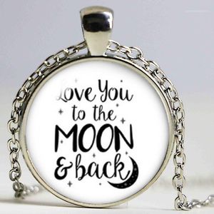 Pendant Necklaces I Love You To The Moon And Back Glass Cabochon Necklace Holder Charms Silver Plate For Men Women1