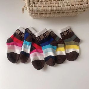 Baby Boys Girls Cotton Socks FF Letters Printed Brand Sock baby Spring Summer And Fall Mesh Stocking Two Size 3 Macaron Colors