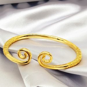 Solid Cuff Bangle Vintage Womens Jewelry 18k Yellow Gold Filled Classic Bridal Womens Bracelet Gift Accessories