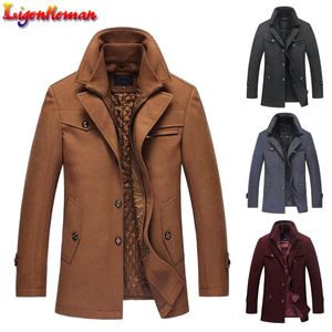 メンズカジュアルな暖かいアウタージャケットとコート男性ピーコート男性ブランド服m-4xl冬の男性の厚いコートスリムフィットジャケットVB518