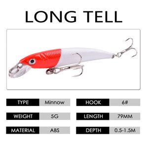 12 st Lures 3D Eye 8cm / 5G Minnow Crankbait Wobblers Abborre Konstgjorda Pike Carp Bait Swim Bait Fiske Lure