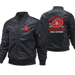 Kurtka bombowca mężczyźni Hip Hop Men High Qualie Anime Akatsuki Fat Grube Winter Windbreaker Płaszcze plus rozmiar S-5xl 220212