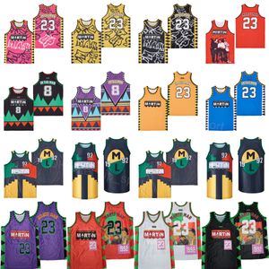 Men Movie Basketball 1992 I Am the Man Jersey 8 TV Show Series 23 Martin Lawrence Uniform Authentic UP OPEN CREDITS WHATS Color Blue White Red Black Purple