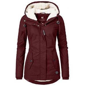 Winter Frauen Warme Parkas Mit Kapuze Dicke Plüsch Mäntel Weibliche Mid-Lange Baumwolle Jacke Mantel Outwear 211216