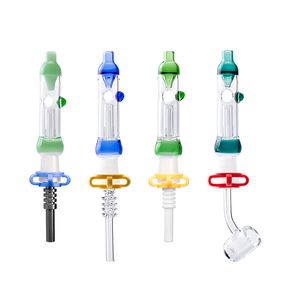 CSYC NC067 Dab Rig Glass Bong Smoking Pipes 14mm Ceramic Quartz Nail Clip Air Hole Recycle Airflow Colorful Spill-proof Water Perc Bubbler Pipe